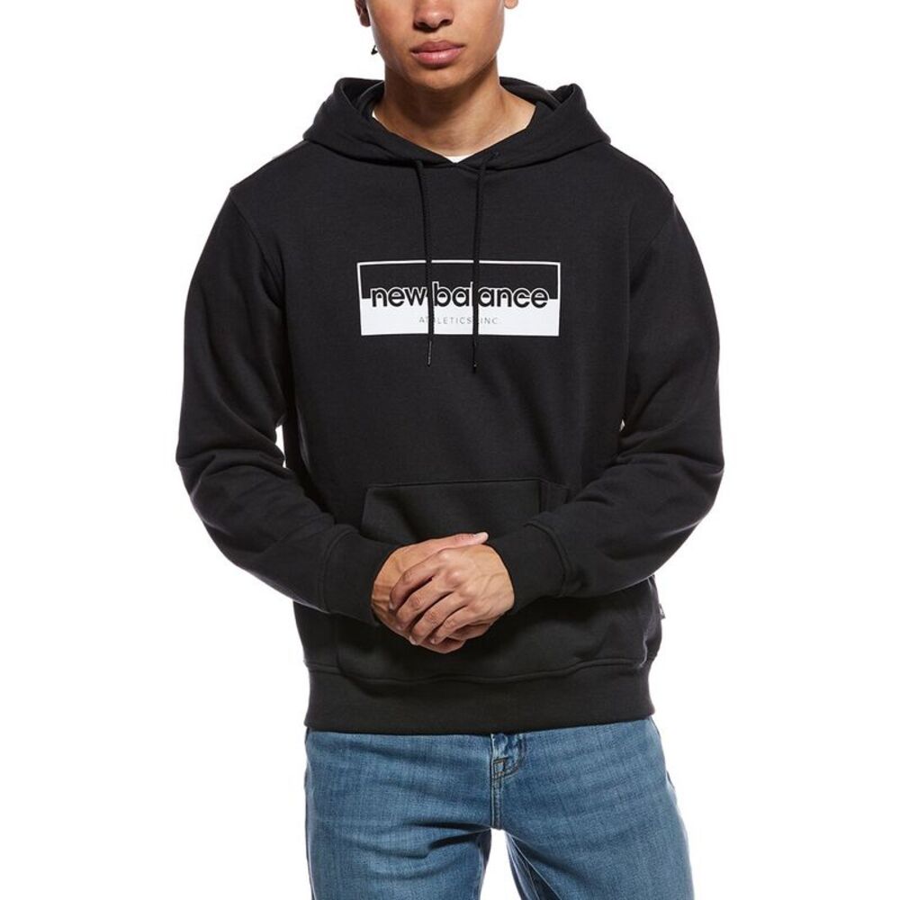 New Balance Mens  Rectangular Logo Hoodie, Black